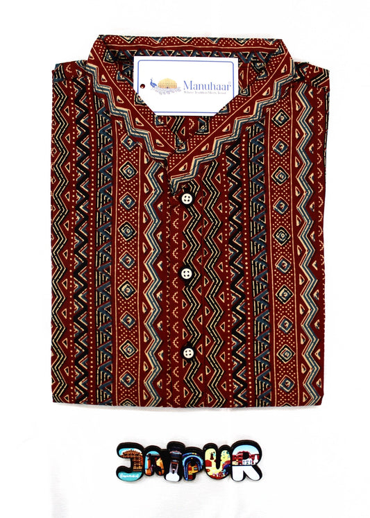Royal Kalamkari Maroon Long Kurta