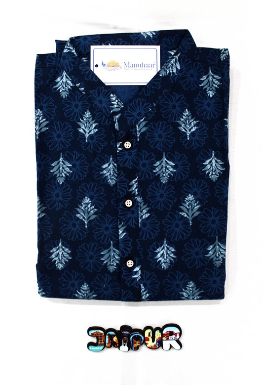 Denim Leaf Long Kurta