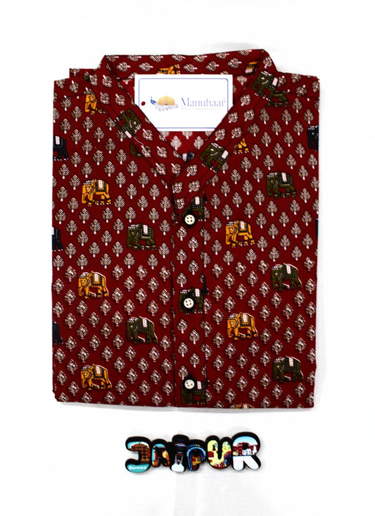 Royal Sanganeri Red Long Kurta