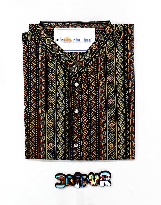 Royal Kalamkari Black Long Kurta
