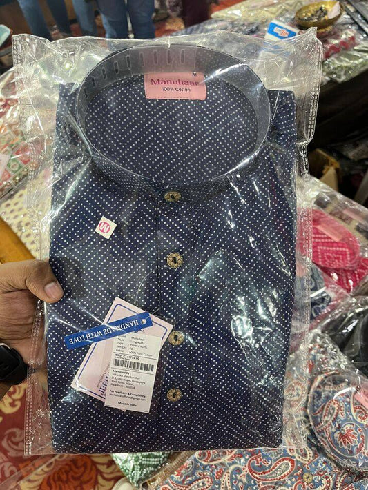 Blue Dotted Long Kurta