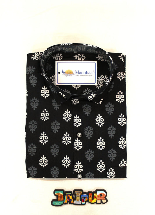 Black Leaf Half Shirt