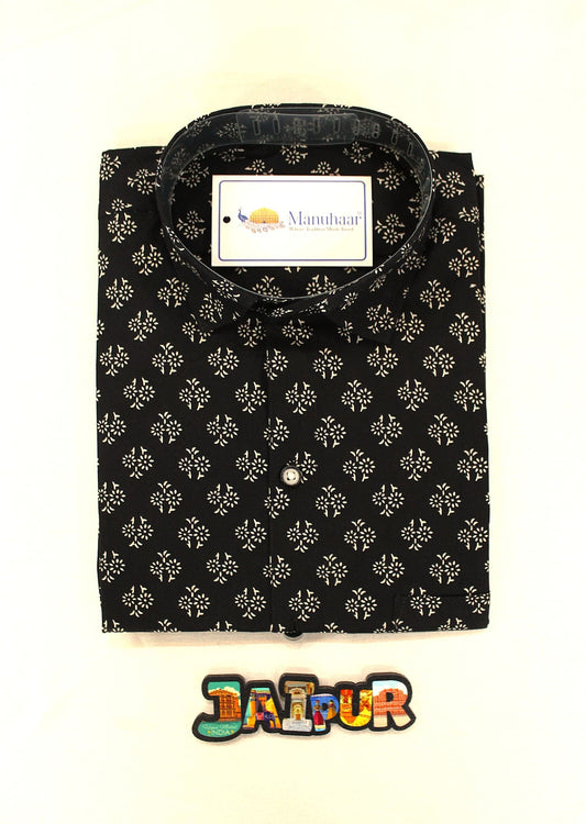 Black Snowdrop Flower Half Shirt