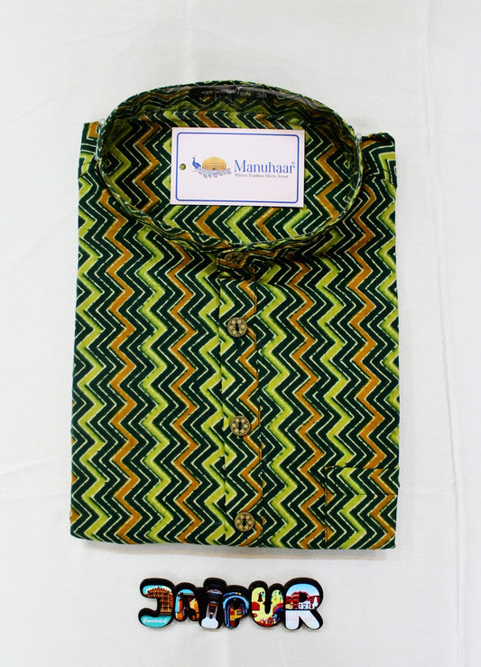 Green Zig zag Short Kurta