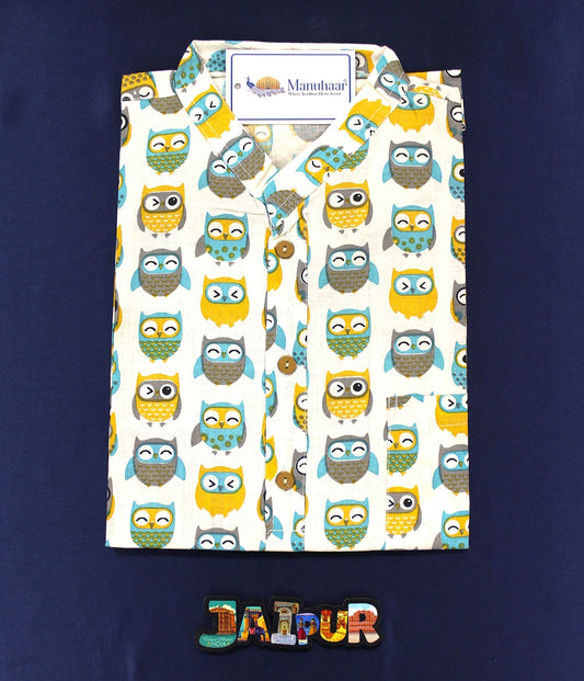 Multi Color Owl Short Kurta
