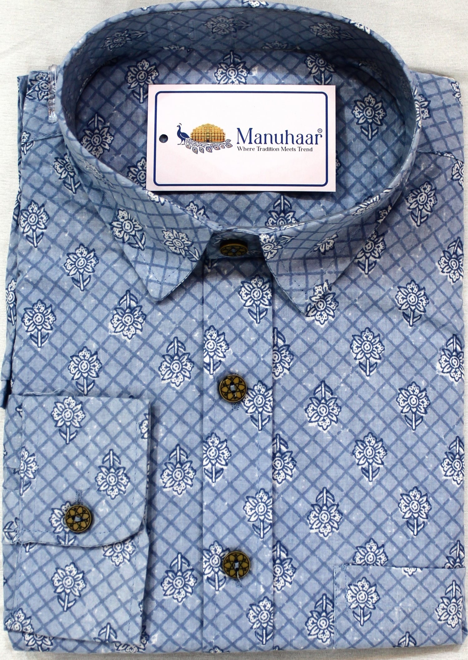 Sky Blue Floral Full Shirt