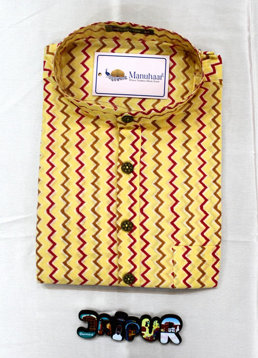 Kesariya Zig Zag Short Kurta