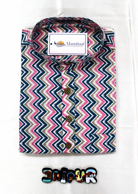 Blush Pink Zig Zag Short Kurta