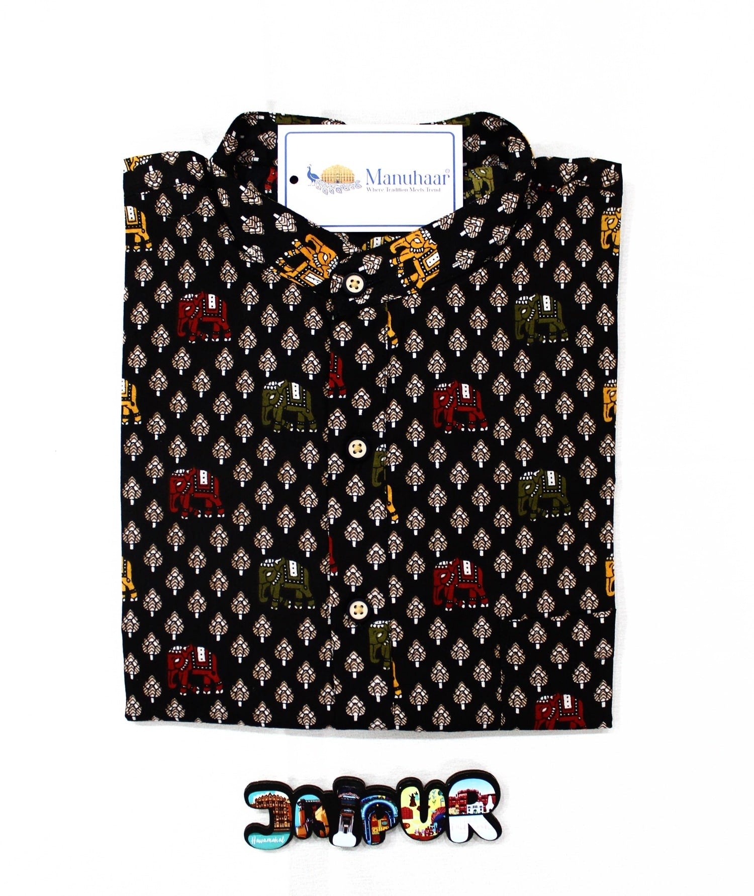 Royal Sanganeri Black Long Kurta