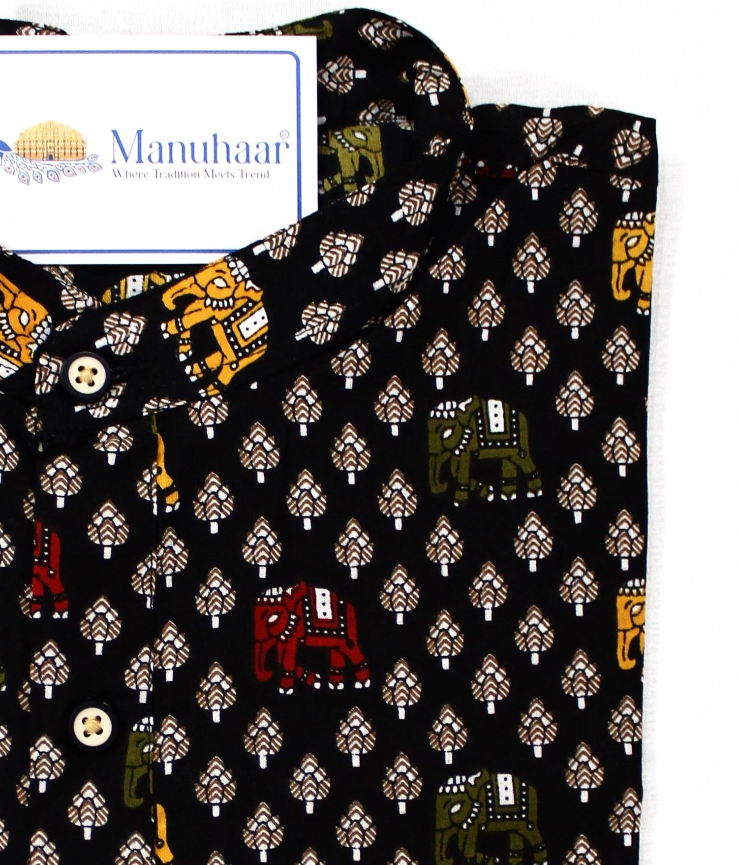 Royal Sanganeri Black Long Kurta