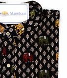 Royal Sanganeri Black Long Kurta