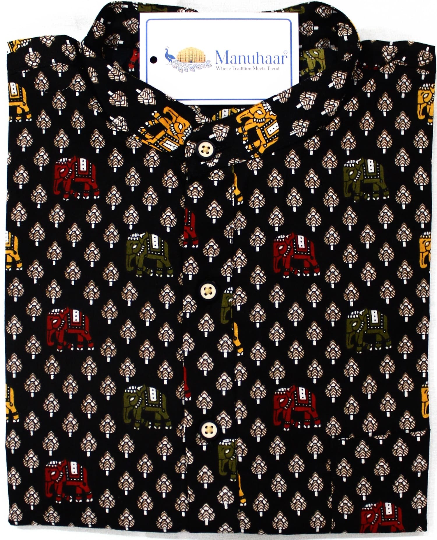 Royal Sanganeri Black Long Kurta