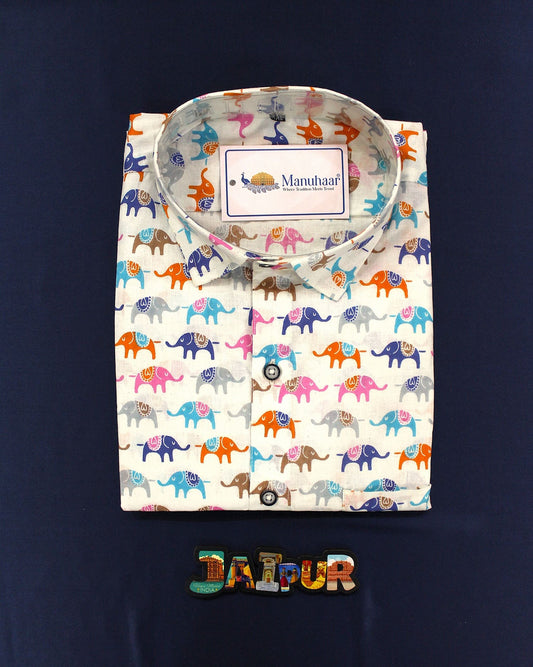Multi Color Elephant Half Shirt