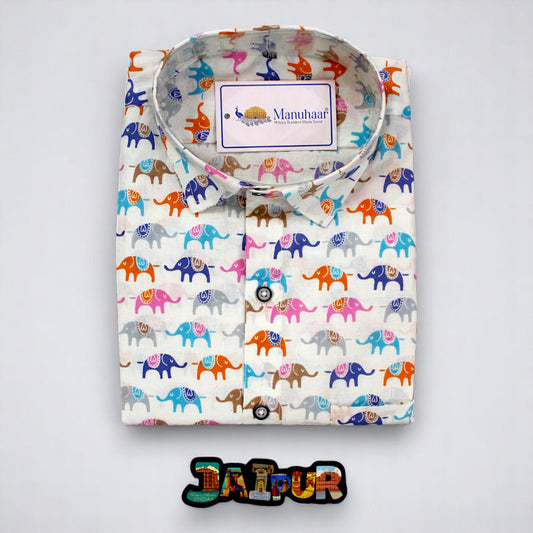 Multi Color Elephant Half Shirt