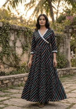 Black Leheriya Long Anarkali