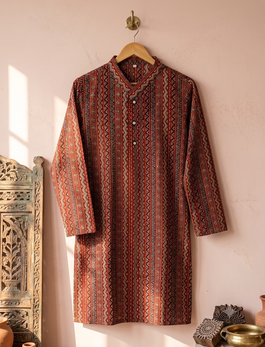 Royal Kalamkari Maroon Long Kurta