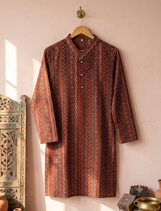 Royal Kalamkari Maroon Long Kurta