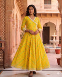 Yellow Leheriya Anarkali
