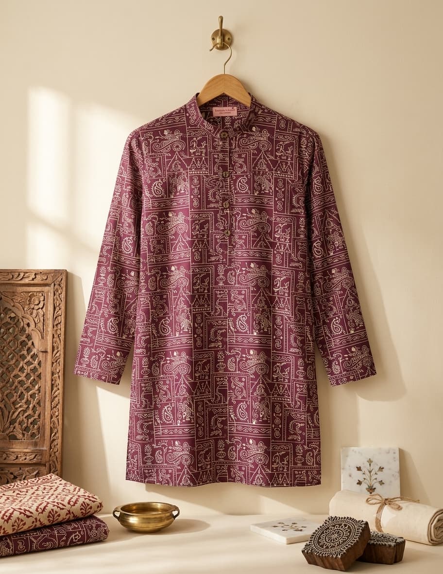 Maroon Mandana Long Kurta