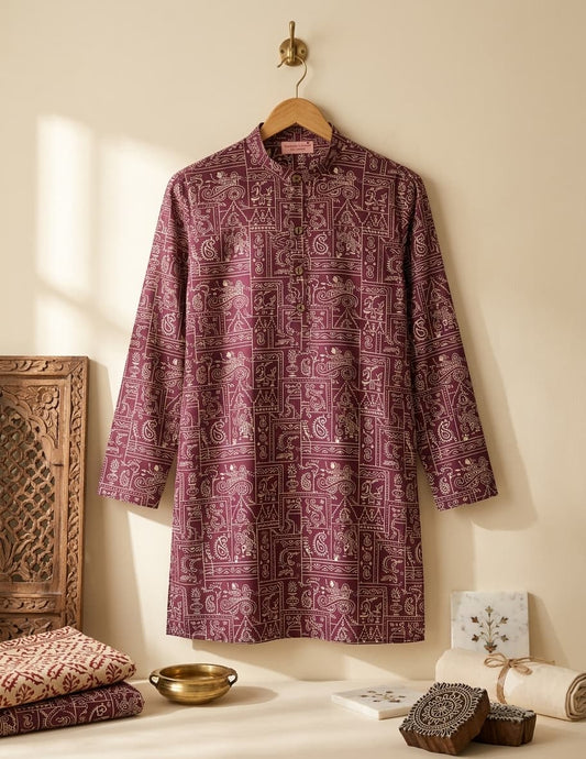 Maroon Mandana Long Kurta