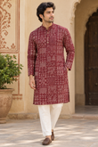Royal Maroon Heritage Long Kurta