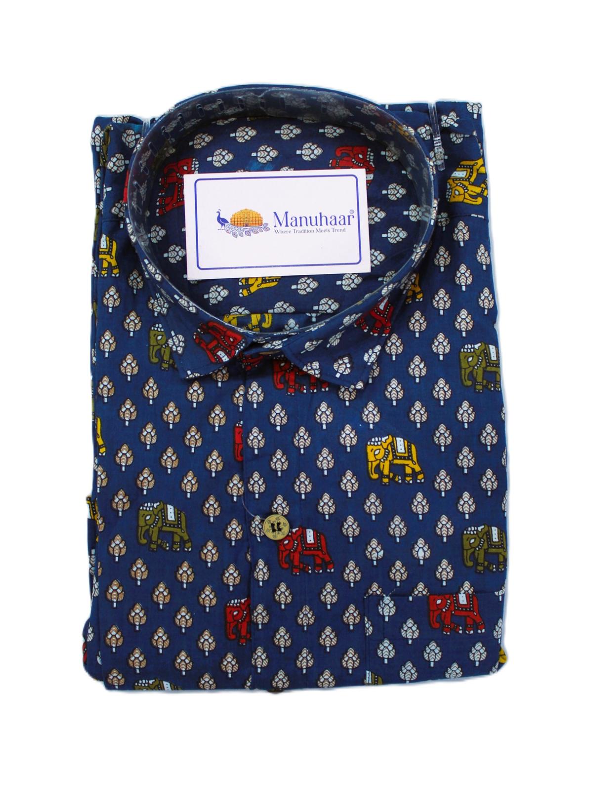 Royal Sanganeri Blue Full Shirt