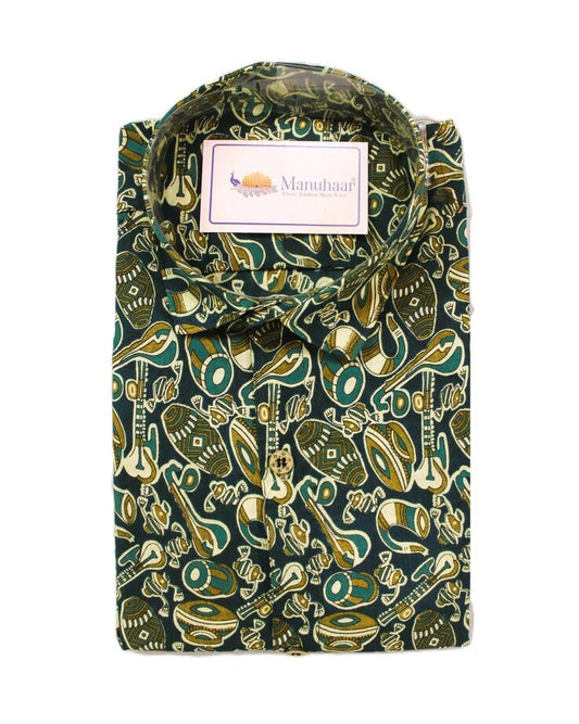 Musical Green Half Shirt