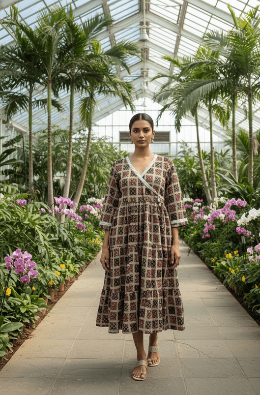 Mustard Floral Angrakha