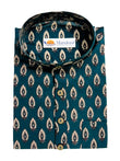 Heritage Teal Leaf Print Short Kurta