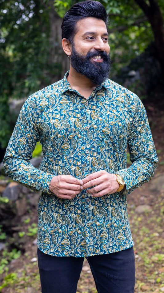 Musical Green Full Shirt