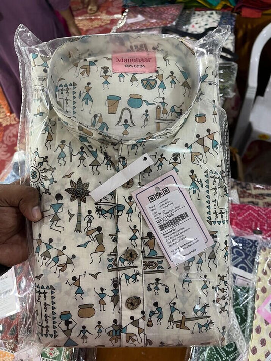 Warli Print Long Kurta