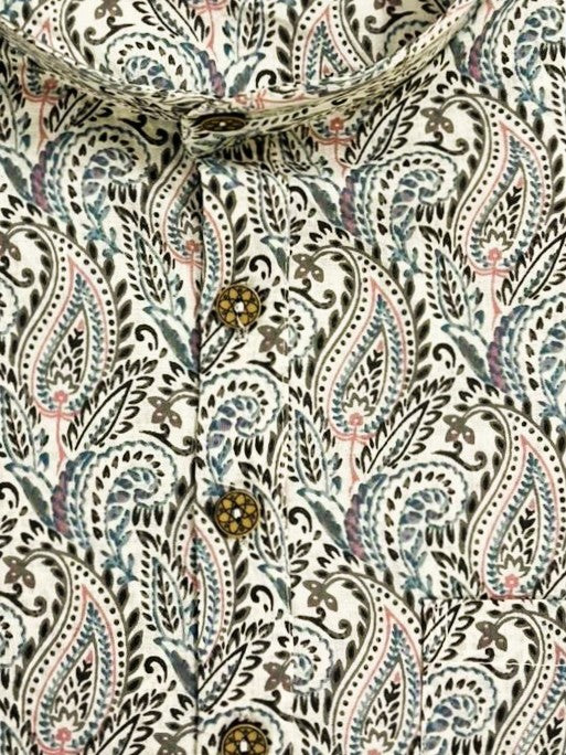 Men's Off-White Pastel Print Short Kurta